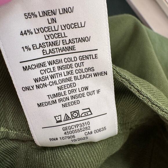 NEW Hudson Womens Cypress Wide Leg Linen Blend Tie Waist Pants Army Green 32 - Picture 9 of 11